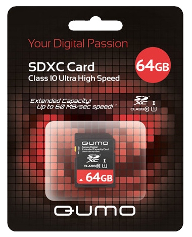 SDXC 64GB QUMO Сlass 10 64 Gb SDXC 64GB QUMO Сlass 10 64 GbФлеш-карта QUMO SDXC 64GB Class 10 – это универсальная карта памяти, которая подходит для цифровой техники, поддерживающей данный формат карт. Она призвана расширить память различных устройств. Данная карта имеет 10 класс записи – самый высокий и самый бы...<br>