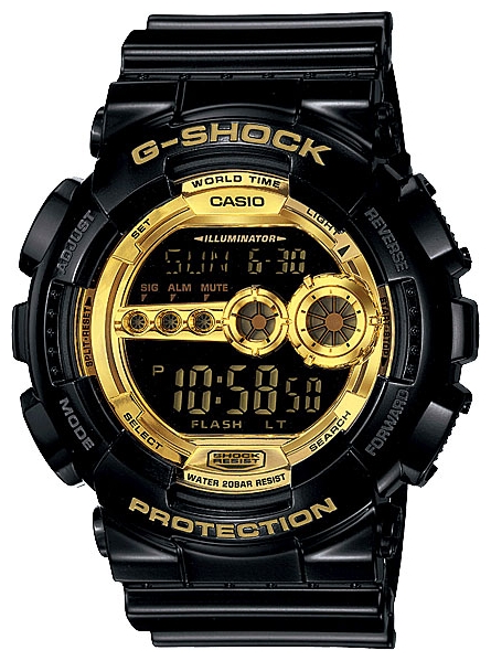 Наручные часы Casio GD-100GB-1E Наручные часы Casio GD-100GB-1EДо появления семейства G-SHOCK в 1983 году наручные часы считались непрочным и хрупким предметом. G-SHOCK исправили это, став новой точкой отсчёта и общепризнанным мировым эталоном высокой стойкости к повреждениям. Создавший G-SHOCK молодой инженер по име...<br>