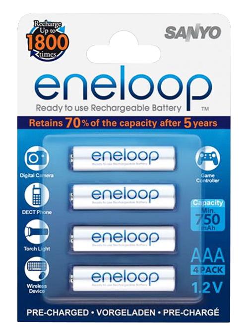 Аккумулятор SANYO Eneloop HR-4UTGB-4BP 750 mAh, 4 шт, блистер, AAA Аккумулятор SANYO Eneloop HR-4UTGB-4BP 750 mAh, 4 шт, блистер, AAAАккумулятор Sanyo Eneloop AAА емкостью 750 mAh - это надежные и качественные никель металло-гидридные аккумуляторные батареи от мирового лидера в области аккумуляторных батарей Sanyo. Благодаря низкому уровню самозаряда такие аккумуляторы хорошо использов...<br>