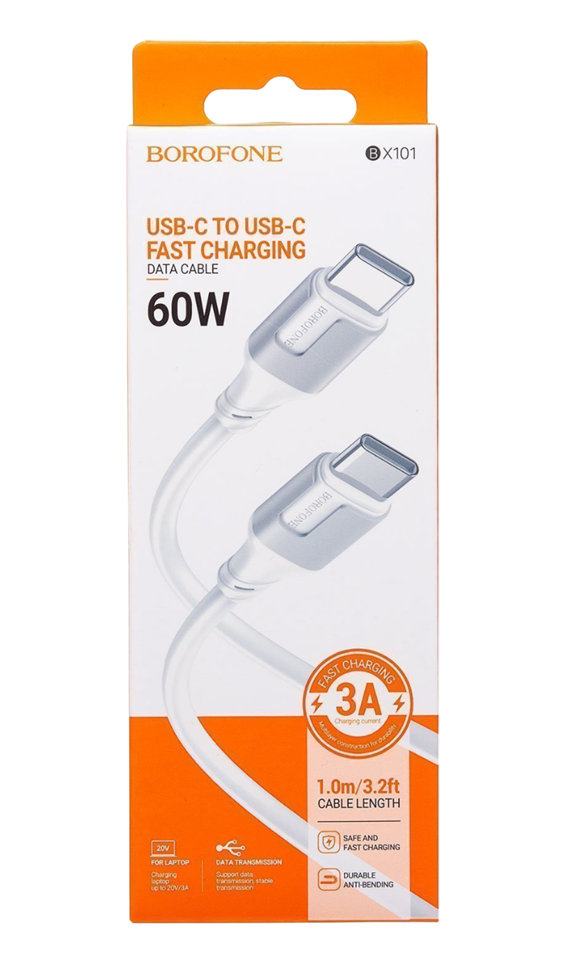 Кабель BOROFONE BX101 Creator 60W Type-C to Type-C 1m белый