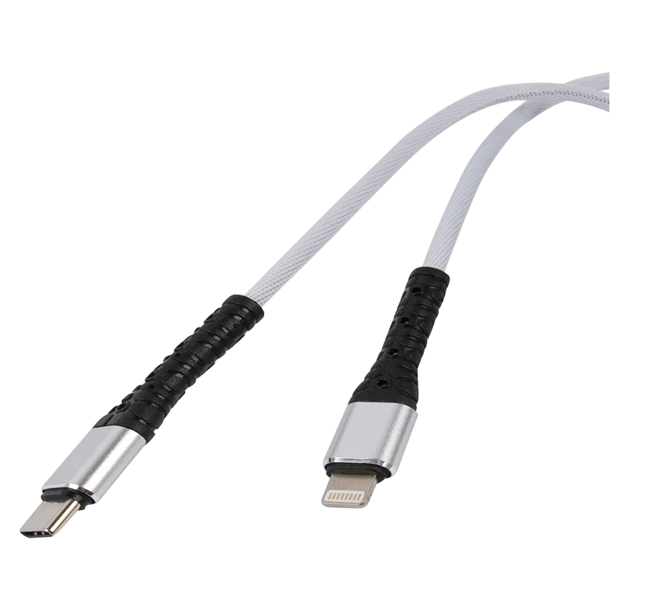 Кабель mObility Type-C - Lightning, 3А, тканевая оплетка, White