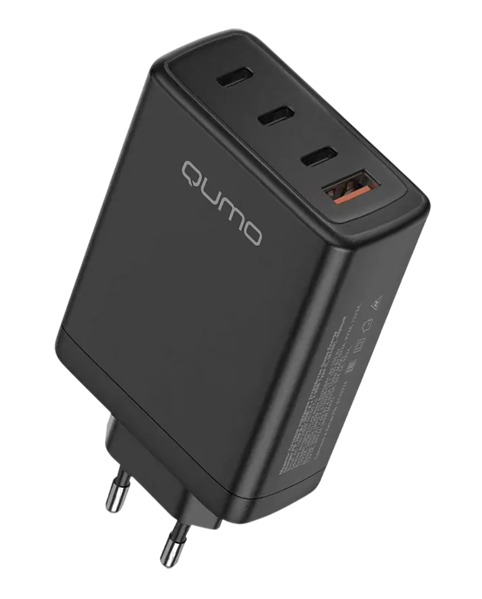 Сетевое зарядное устройство Qumo Energy Charger GaN PD 100 Вт, USB-A + 3 USB Type-C, черный