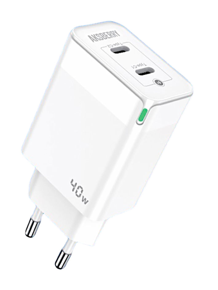 Сетевое зарядное устройство Aksberry T44 2port USBC 20W+20W 40w Max (белый)
