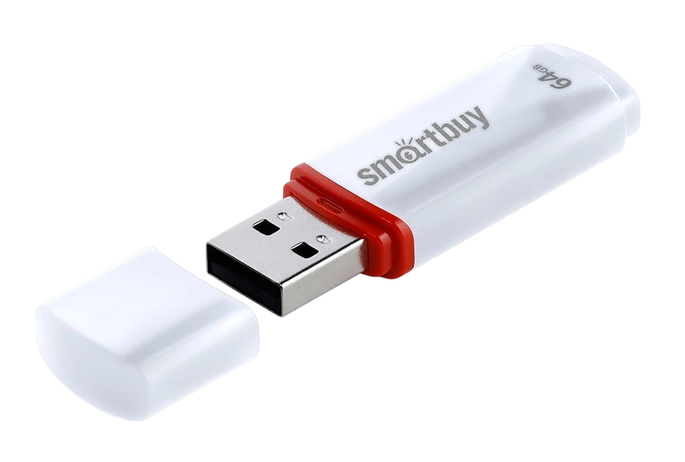USB-накопитель 64Gb SmartBuy Crown, USB 2.0, белый