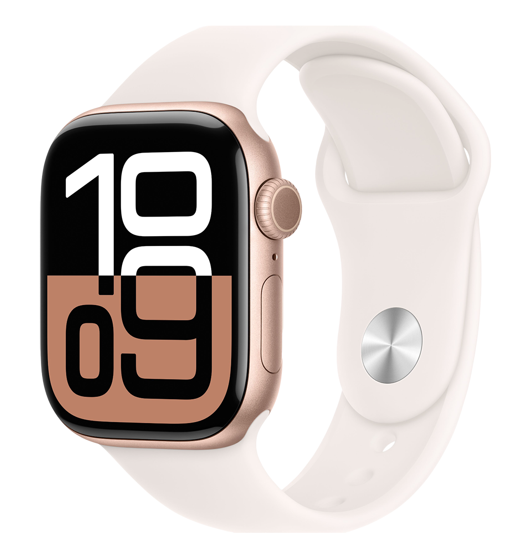 Apple Watch Series 10 GPS 46mm Aluminium Case with Rose Gold/Light Blush Sport Band M/L (MWWU3)