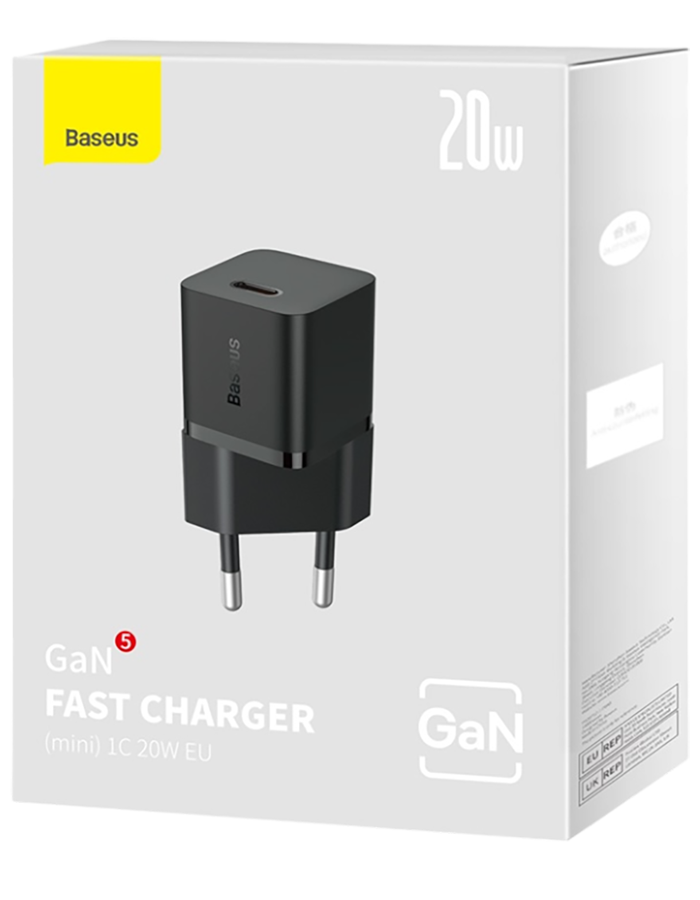 Зарядное устройство Baseus GaN5 Fast Charger(mini) 1C 20W EU черный фото 1