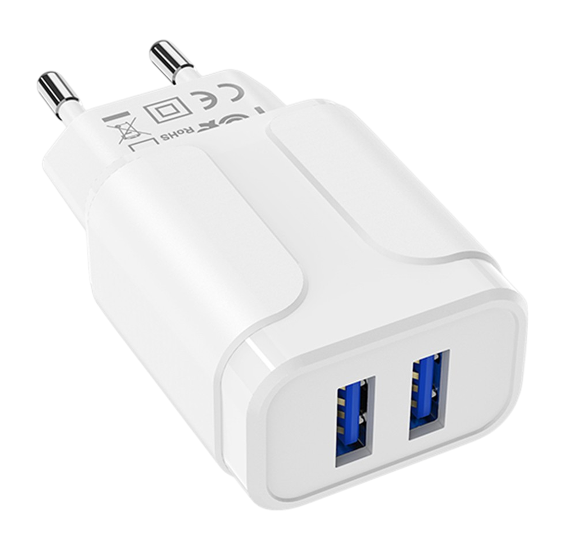 Сетевое зарядное устройство Borofone BA37A 2USB, 2.4A, 12Вт White