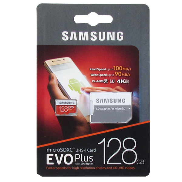MicroSDXC 128GB Samsung EVO+ с адаптером SD