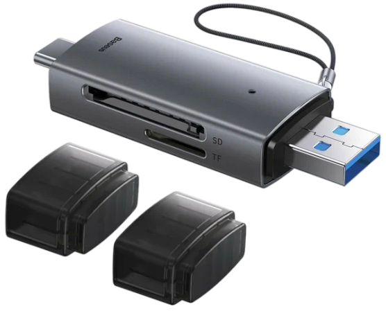 Картридер Baseus Lite Series USB-A & Type-C to SD/TF Card Reader (WKQX060113) Gray