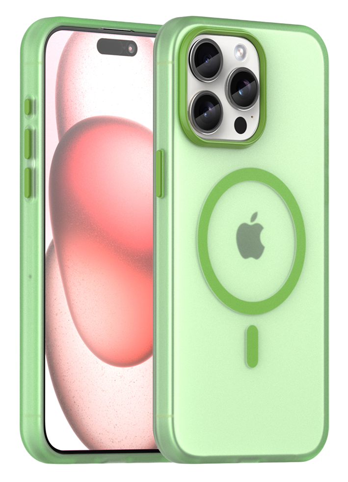 Чехол Caseport Frosted Magnetic для iPhone 15 Pro Max, мягкий усиленный с MagSafe, зеленый