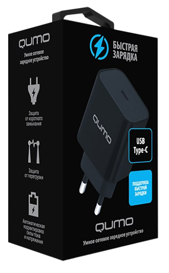 Сетевое зарядное устройство QUMO Energy light PD 20W, 1USB Type-C черный