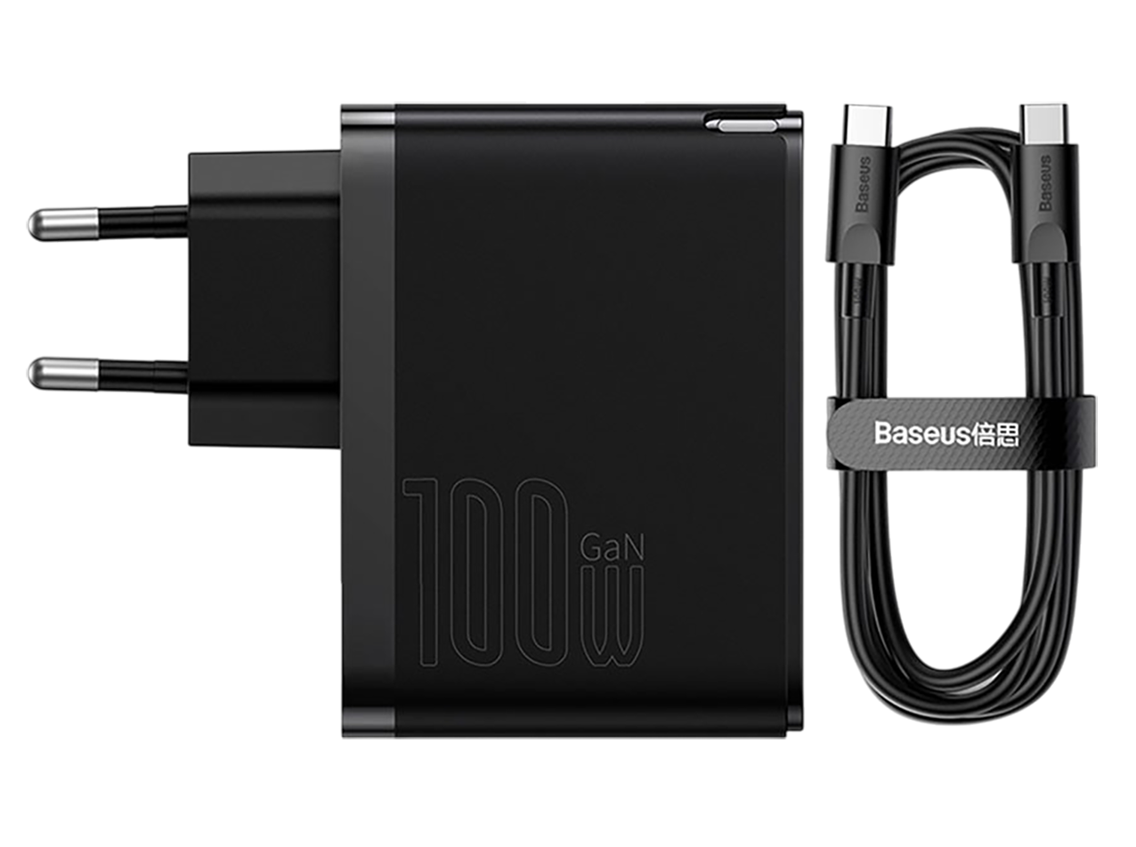 СЗУ Baseus GaN5 Pro (CCGAN100E5), 5000mA, 100Вт, QC3.0, PD3.0 + кабель Type-C 1.0м 100W черный