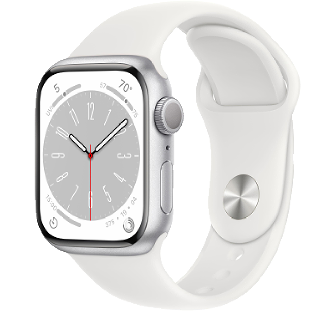 Apple Watch Series 8 GPS 45mm  Silver Aluminium Case with White Sport Band (Серебристый/белый) фото 1