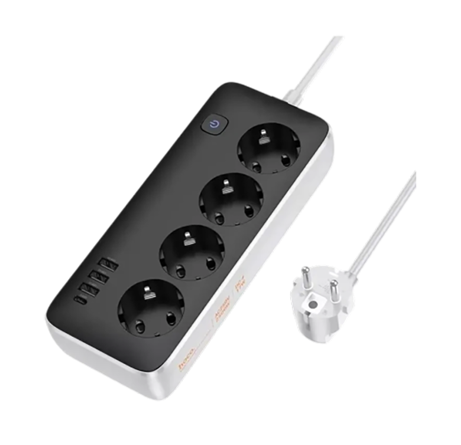 Сетевой фильтр HOCO AC21 3*USB-A, 1*USB-C, 4*розетки, 3 метра Black — купить у 1CLICK RU