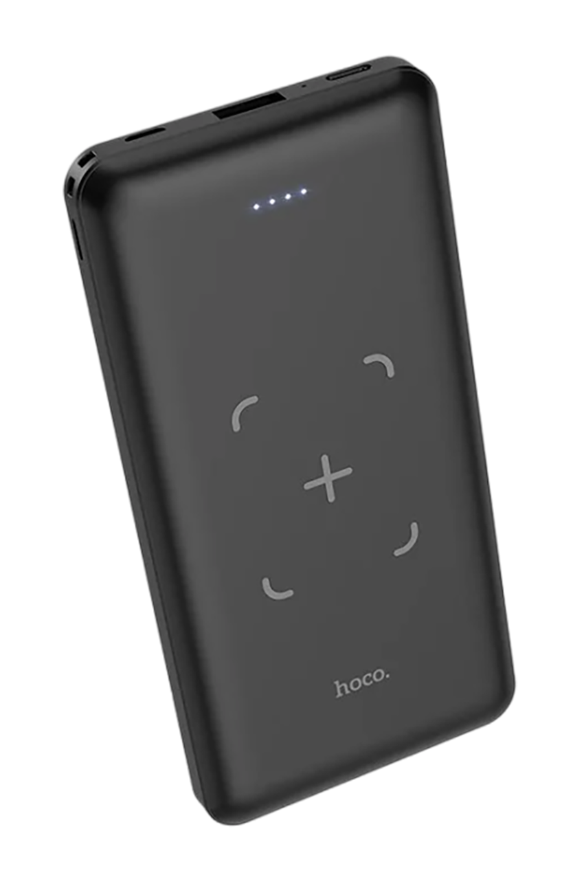 Внешний аккумулятор HOCO J50 10000 mAh, беспроводная зарядка QI, черный
