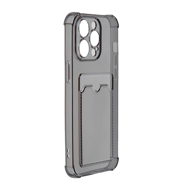 Накладка силиконовая для iPhone 15 Pro Max iBox Crystal с кардхолдером черный