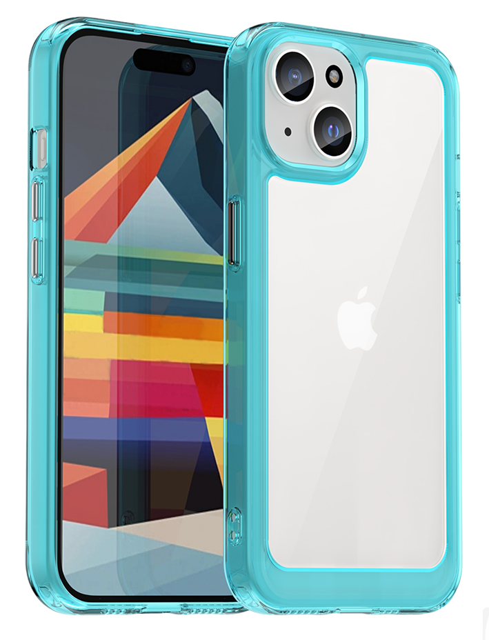 Чехол для iPhone 15 Caseport противоударный с мягкими усиленными рамками, бирюзовый