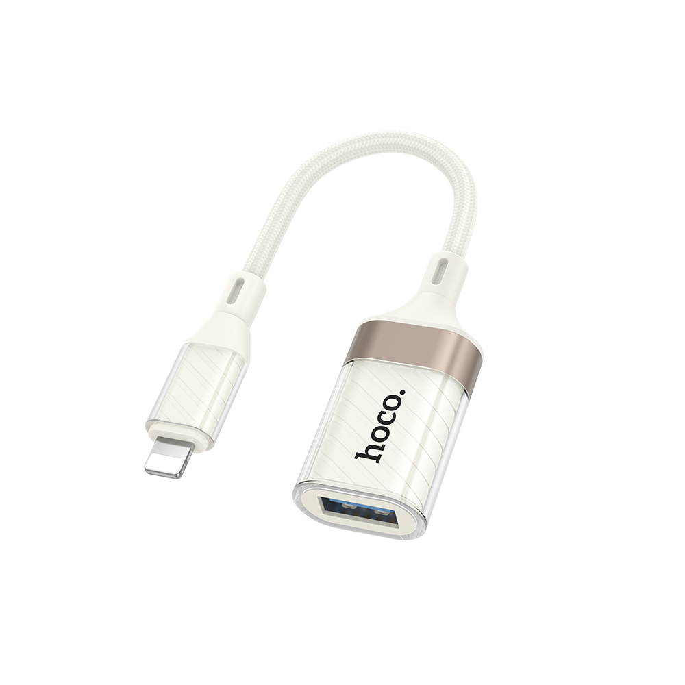 Переходник Hoco UA39 OTG, 8 pin(m) - USB(f), 12,5см, белый