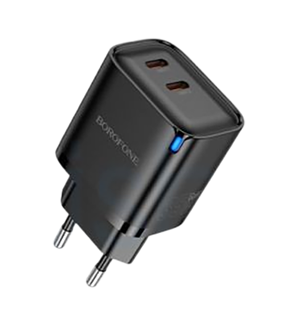 Сетевое зарядное устройство Borofone BA85A Flare star, 2 Type-C, PD35W+QC3.0 Black