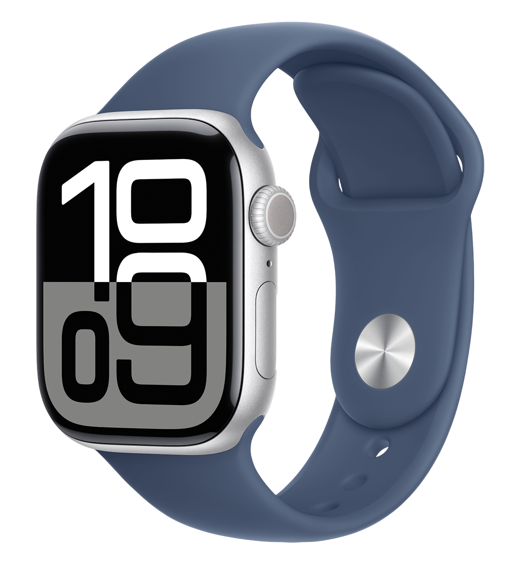 Apple Watch Series 10 GPS 46mm Aluminium Case with Silver/Denim Sport Band S/M (MWWL3) фото 1