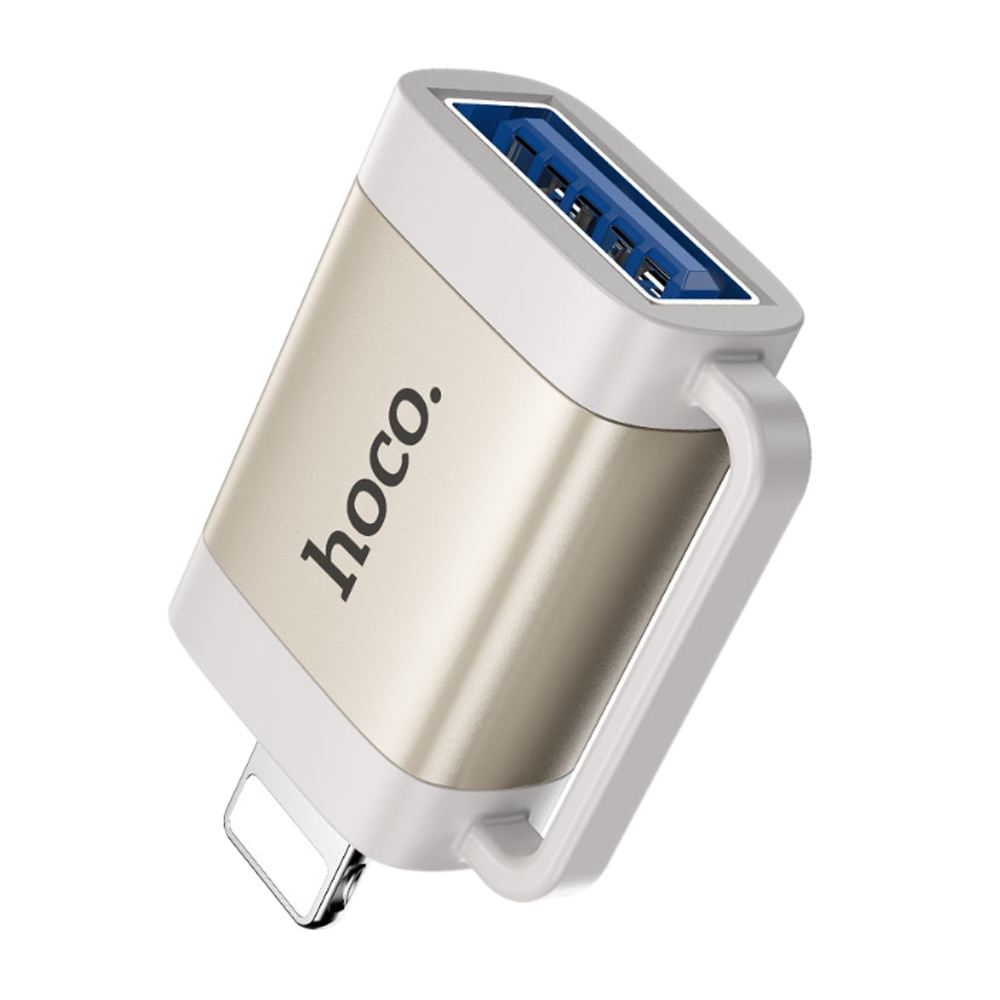 Переходник Hoco UA31A OTG, 8 pin(m) - USB(f), серый