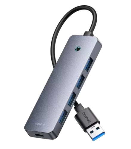 Хаб Baseus UltraJoy Series 4-Port HUB Lite 15см (USB-A - USB 3.0*4+USB-C 5V) B0005280B811-10
