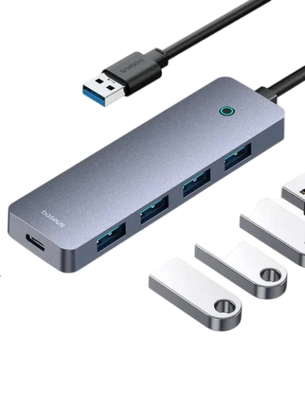 Хаб Baseus UltraJoy Series 4-Port HUB Lite 100см (USB-A - USB 3.0*4+USB-C 5V) B0005280B811-02