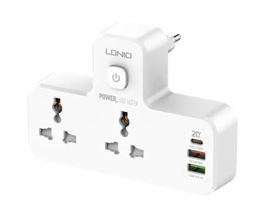 Сетевой фильтр LDNIO SC2311, 2 розетки, 2 USB, 1 PD White
