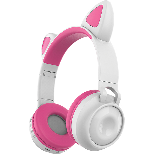 Bluetooth-гарнитура Qumo Party Cat c подсветкой (ВТ-0025), бело-розовый