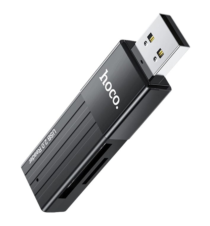 Картридер Hoco HB20 USB 2,0 - TF/ SD карта Black