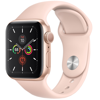Apple Watch Series 5 GPS 44mm Gold Aluminum Case with Pink Sand Sport Band MWVE2