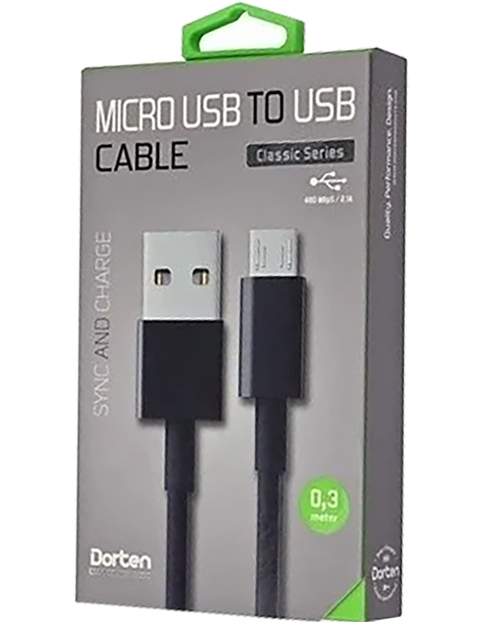 MicroUSB кабель Dorten Classic Series 0.3 m Black фото 1