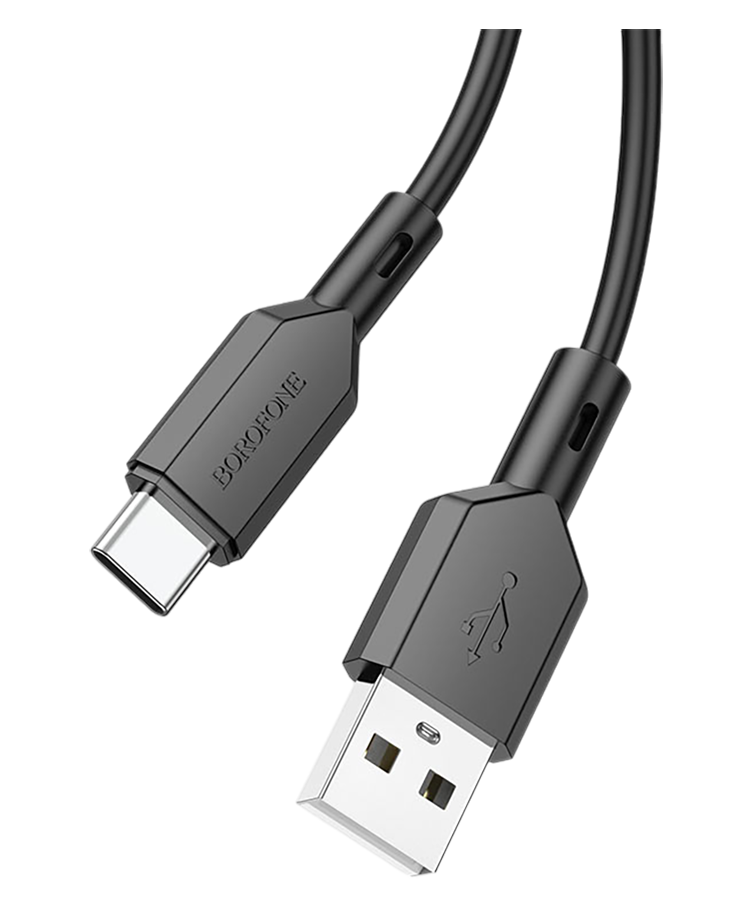 Кабель BOROFONE BX70 USB to Type-C, 3A, 1м, PVC черный фото 1