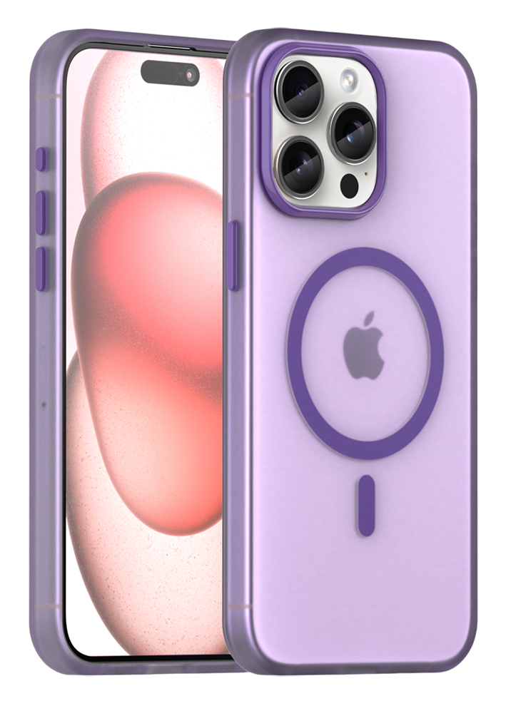 Чехол Caseport Frosted Magnetic для iPhone 15 Pro, мягкий усиленный с MagSafe, фиолетовый