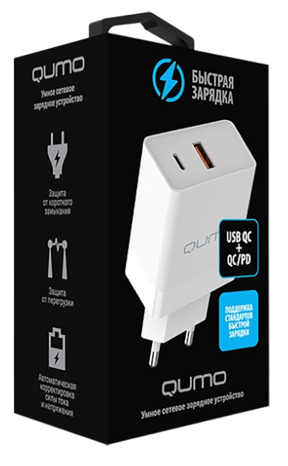Сетевое зарядное устройство QUMO Energy light PD 20W, 1USB Type-C белый