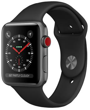 

Apple Watch Series 3 Cellular 42mm Space Gray Aluminum Case with Black Sport Band MQK22