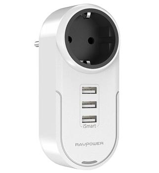 

Сетевое зарядное устройство Ravpower c евророзеткой и 3 USB порта iSmart по 2.4А белый