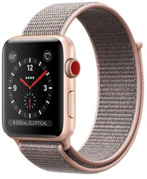 

Apple Watch Series 3 Cellular 38mm Gold Aluminum Case with Pink Sand Sport Loop MQKL2