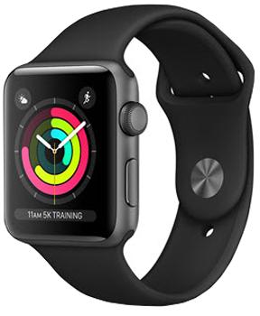 

Apple Watch Series 3 38mm Space Gray Aluminum Case with Black Sport Band MQKV2