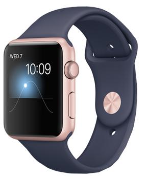 

Apple Watch Series 1 42mm rose gold aluminium case with midnight blue sport band MNNM2