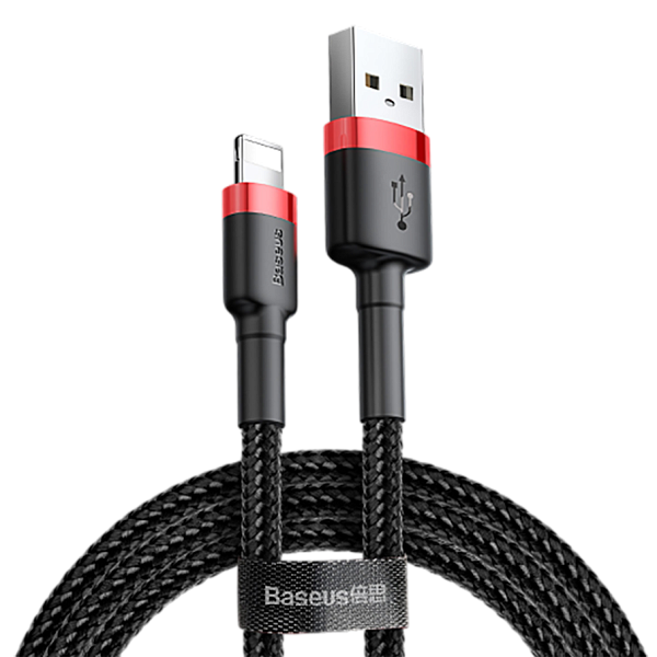 Кабель Baseus Cafule Cable USB For lightning 2.4A 1M Красный/черный