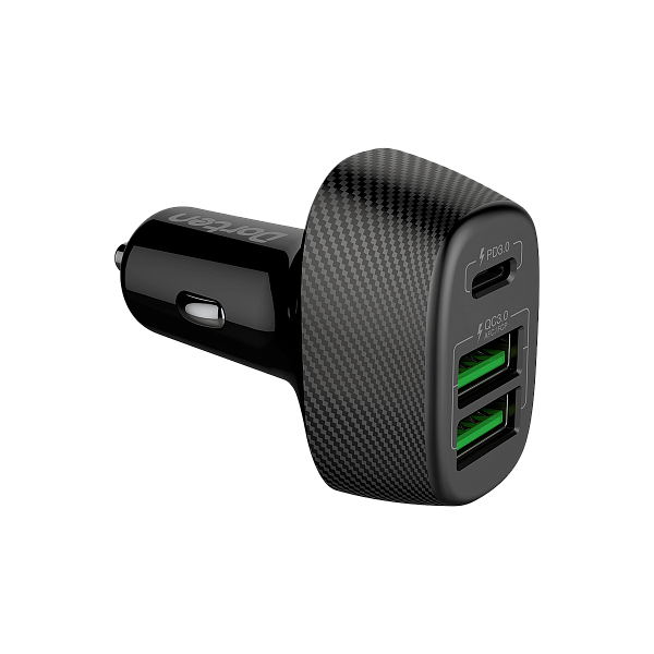 АЗУ Dorten 3-Port USB 42W Car Quick Charger 2*QC3.0+PD3.0 Black