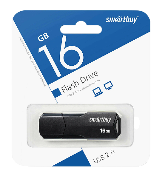 USB-накопитель 16Gb SmartBuy Clue, USB 2.0, черный