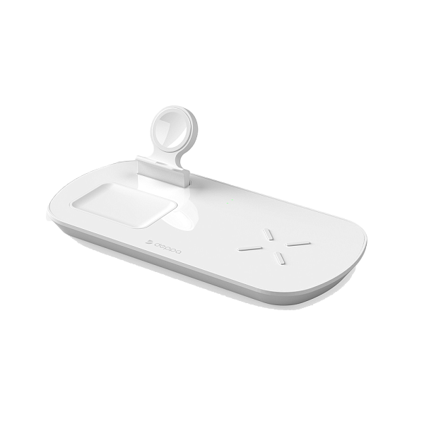 Зарядная станция 3 в 1 Deppa iPhone, Apple Watch, Airpods, беспроводная, 17,5 Вт White
