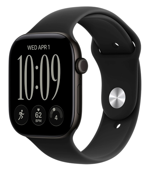 Apple Watch Series 12 GPS 42mm Aluminium Case with Black/Black Sport Band M/L (MJEC4)