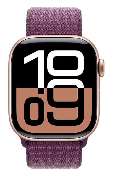 Apple Watch Series 10 GPS 42mm Aluminium Case with Rose Gold/Plum Sport Loop (MWWK3)