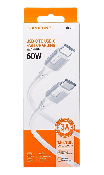 Кабель BOROFONE BX101 Creator 60W Type-C to Type-C 1m белый