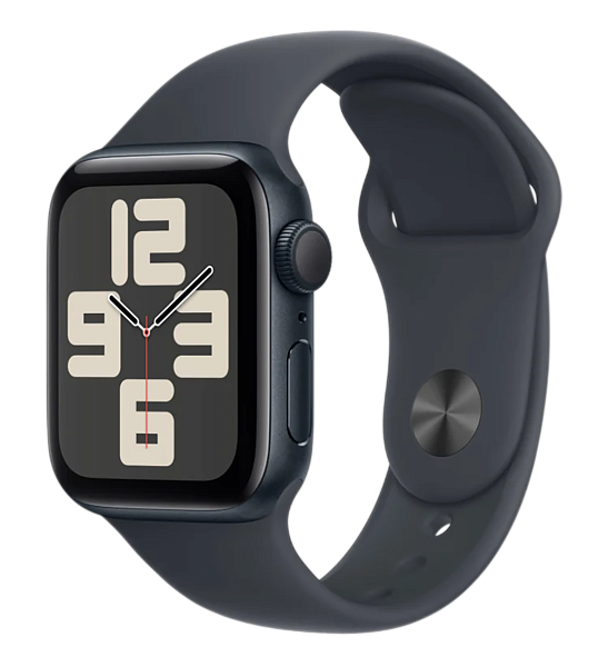Apple Watch SE (2024) GPS 40mm Aluminum Case with Midnight/Midnight Sport Band M/L (MXE93)