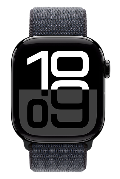 Apple Watch Series 10 GPS 42mm Aluminium Case with Jet Black/Ink Sport Loop (MWWG3)
