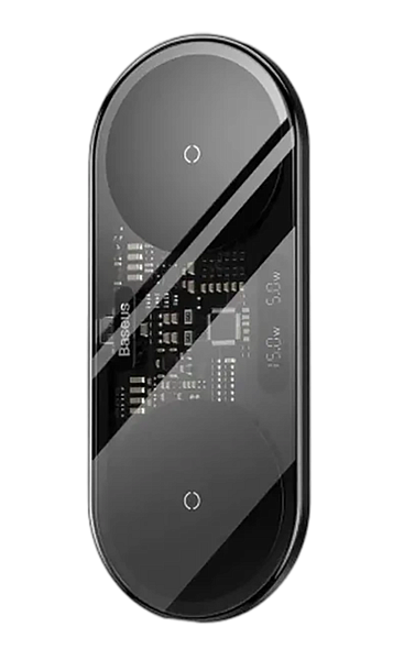 Беспроводное зарядное устройство Baseus Digital LED Display 2in1 Wireless  20W (WXSX010101) Black
